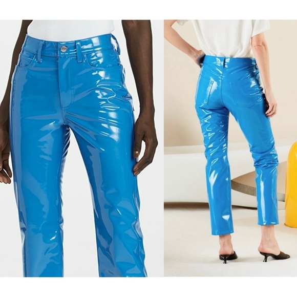 NWT SIMON MILLER 90s Patent Leather High Rise Straight Leg Ankle Crop Pants‎ 25 - Picture 3 of 6